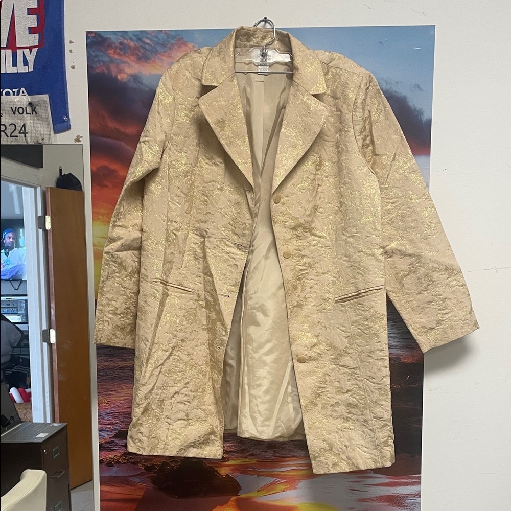 Chico's Textured Gold Trench Coat